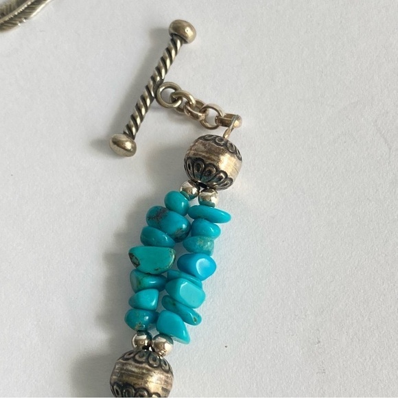 Carolyn Pollack Turquoise Nugget Bracelet Sterling Silver Desert Pearl 2 Strand - Picture 3 of 8